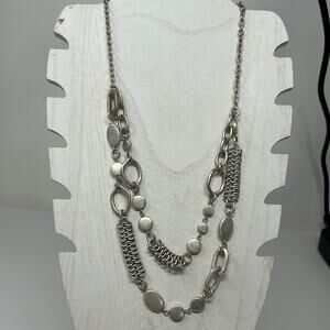Kenneth Cole Silver Tone Double Strand Necklace Size 20 Inch